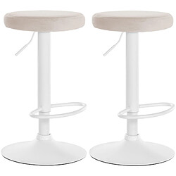 Non Lot de 2 tabourets de bar Ponte velours blanc 