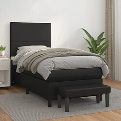 vidaXL Sommier à lattes de lit avec matelas Noir 90x200 cm Similicuir