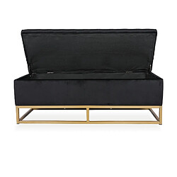 Banquette coffre Angele Velours noir pieds or