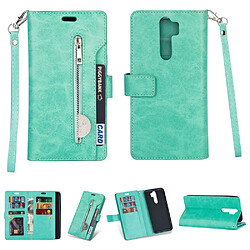 Etui en PU + TPU fermeture éclair à plusieurs emplacements avec support vert pour votre Xiaomi Redmi Note 8 Pro