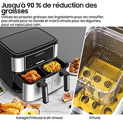 Avis iceagle Friteuse à air chaud, Dual Zone, Airfryer KDF-5515DT ,9L, 2600W, 8 modes de cuisson,4.5L+4.5L