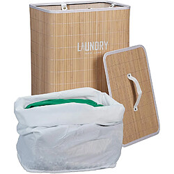 Avis Relaxdays Panier Pliable Couvercle Corbeille Bambou Coffre 60 litres Sac à Linge 60x40x30cm, Vert, Nature, 60 x 40 x 30 cm