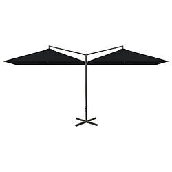 vidaXL Parasol de jardin double avec mât en acier noir 600x300 cm