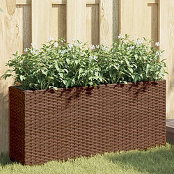 vidaXL Jardinière avec 2 pots marron 90x20x40 cm résine tressée