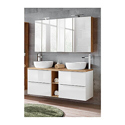 Ac-Deco Ensemble meuble vasques à poser + Armoire miroir - 140 cm - Capri White