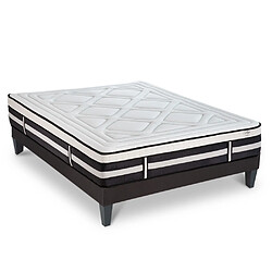 MAISON AUBERTIN Matelas Mémoire 28cm + sommier gris 140x190