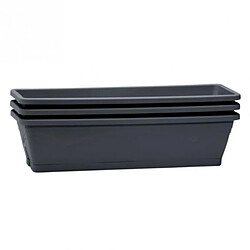 EDA Plastiques EDA Lot de 3 jardinieres balcon Symphonie - 3 x 6 L - 50 x 15 x 12 cm - Gris anthracite