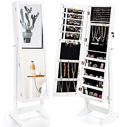 Helloshop26 Armoire à bijoux sur pied avec miroir psyché inclinable à 4 angles rangement et présentoir pour bijoux blanc 20_0005414 