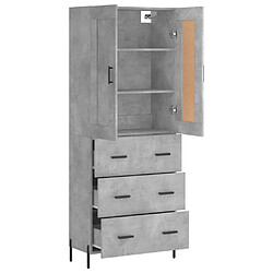 Avis vidaXL Buffet haut Gris béton 69,5x34x180 cm Bois d'ingénierie