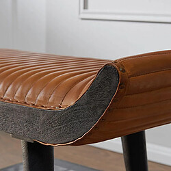 Avis Mes Banc 125x38x51 cm en bois et cuir véritable noir et marron