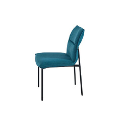 Vente-Unique Lot de 2 chaises en tissu et métal noir - Bleu - ETIVAL pas cher