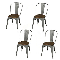 Urban Living Lot de 4 chaises vintage Liv H84 cm - Gris mat