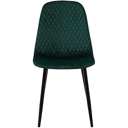 Decoshop26 Chaise de salle à manger x1 coutures décoratives losanges assise en velours vert pieds métal noir mat 10_0002246