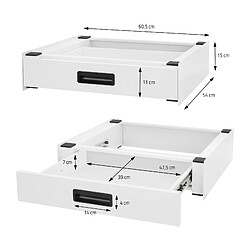 Cadre de connexion pour machines à laver avec tiroir 60x55 cm Blanc en acier ML-Design pas cher