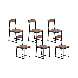 Beliani Chaise de salle à manger Set de 6 Bois foncé LAREDO