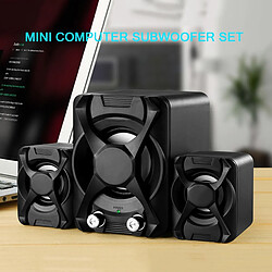 Universal Subwoofer câblé haut-parleurs 5W + 3W * 2 Set Bass Renforcement stéréo 2.1 haut-parleurs pour haut-parleurs de téléphone PC | haut-parleurs de l'ordinateur (noir)