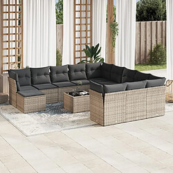 Maison Chic Salon de jardin avec coussins 13 pcs | Ensemble de Table et chaises | Mobilier d'Extérieur gris résine tressée -GKD29512