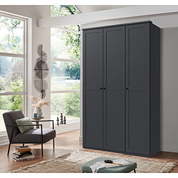 Pegane Armoire, placard avec corniche coloris Graphite - longueur 135 x hauteur 210 x profondeur 58 cm