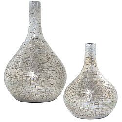 Ensemble de 2 Vases Alexandra House Living Argenté Céramique 20 x 32 x 20 cm 24 x 42 x 24 cm