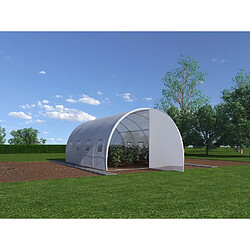 Vente-Unique Serre tunnel avec structure en acier et porte 12 m² - L300 x l400 x H200 cm - ALOCASIA 