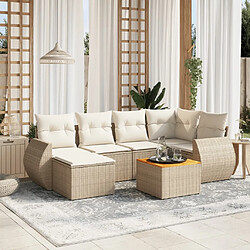 Maison Chic Salon de jardin avec coussins 7 pcs | Ensemble de Table et chaises | Mobilier d'Extérieur beige résine tressée -GKD24294