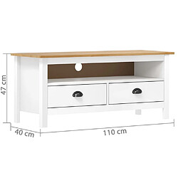 Acheter Maison Chic Meuble TV scandinave - Banc TV pour salon Hill Range Blanc 110x40x47 cm Bois de pin solide -MN45433