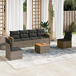 vidaXL Salon de jardin avec coussins 7 pcs gris résine tressée 