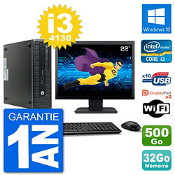 PC HP 800 G1 Ecran 22" Core i3-4130 RAM 32Go Disque 500Go Windows 10 Wifi - Occasion