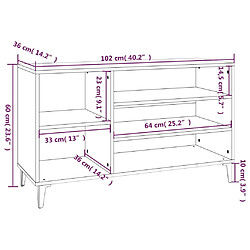 vidaXL Armoire à chaussures Gris béton 102x36x60 cm Bois d'ingénierie pas cher