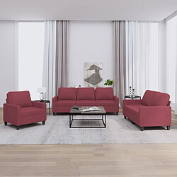 vidaXL Ensemble de canapés 3 pcs avec coussins Rouge bordeaux Tissu 