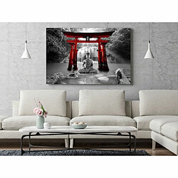 Paris Prix Tableau Imprimé Buddha Smile Wide Red 80 x 120 cm