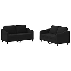 vidaXL Ensemble de canapés 2 pcs avec coussins Noir Tissu