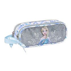 Trousse Fourre-Tout Double Frozen Memories Argenté Bleu Blanc (21 x 8 x 6 cm) 