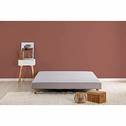 DEKO DREAM Sommier tapissier à lattes 140 x 190 cm - Bois massif gris + Pieds 