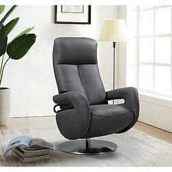 BOIS & CHIFFONS Fauteuil relax électrique cuir Grecia Gris foncé