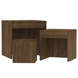 Acheter vidaXL Tables gigognes 3 pcs Chêne marron Bois d'ingénierie