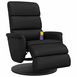 vidaXL Fauteuil inclinable de massage repose-pieds noir similicuir