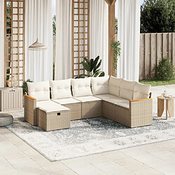 Maison Chic Salon de jardin avec coussins 7 pcs, Ensemble Tables et chaises de jardin, beige résine tressée -GKD982045