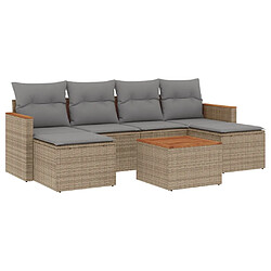 vidaXL Salon de jardin avec coussins 7 pcs beige résine tressée