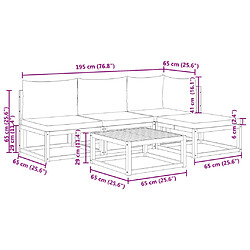 vidaXL Salon de jardin avec coussins 5 pcs Bois d'acacia solide pas cher