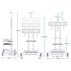 Avis ONKRON Support TV sur Pied avec Roulettes pour 50" - 86" TVs, Support Ecran Mobile Poids de 90,9 kg, Pied TV Sur Roulette VESA 200x200 - 800x500/TV Chariot à Roulettes Hauteur Réglage TS1881-W Blanc