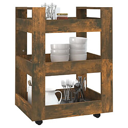 Acheter Maison Chic Desserte de cuisine | Chariot de cuisine | Meuble de rangement roulant Chêne fumé 60x45x80 cm Bois d'ingénierie -GKD64507