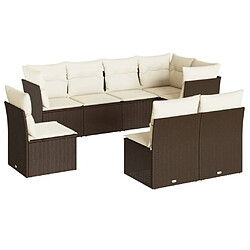 vidaXL Salon de jardin 8 pcs avec coussins marron résine tressée