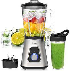 iceagle Blender, 1300W, 2 niveaux, couvercle en verre 1,5L, gobelet portable 0,6L, 6 lames, Smoothie Blender, Juicer, Blender, Crusher