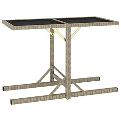 vidaXL Table de jardin Beige 110x53x72 cm Verre et résine tressée