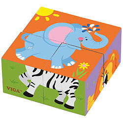 Viga Toys - 50836 - Puzzle de Cube - Animaux Sauvages - 4 Pièces