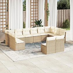 Maison Chic Salon de jardin avec coussins 12 pcs | Ensemble de Table et chaises | Mobilier d'Extérieur beige résine tressée -GKD61866