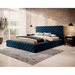 Bestmobilier Christiana - lit coffre - 160x200 - sommier inclus - en velours Christiana - lit coffre - 160x200 - sommier inclus - en velours - Bleu marine