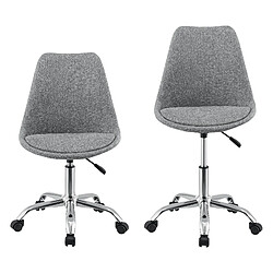 Helloshop26 Fauteuil chaise siège de bureau rembourré 5 roulettes rotatif à 360° et réglable en hauteur métal gris clair 03_0004995