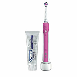 Avis Universal Oral B Pro 650 3D Blanc Brosse à dents électrique rechargeable Dentifrice Rose.(Rose)